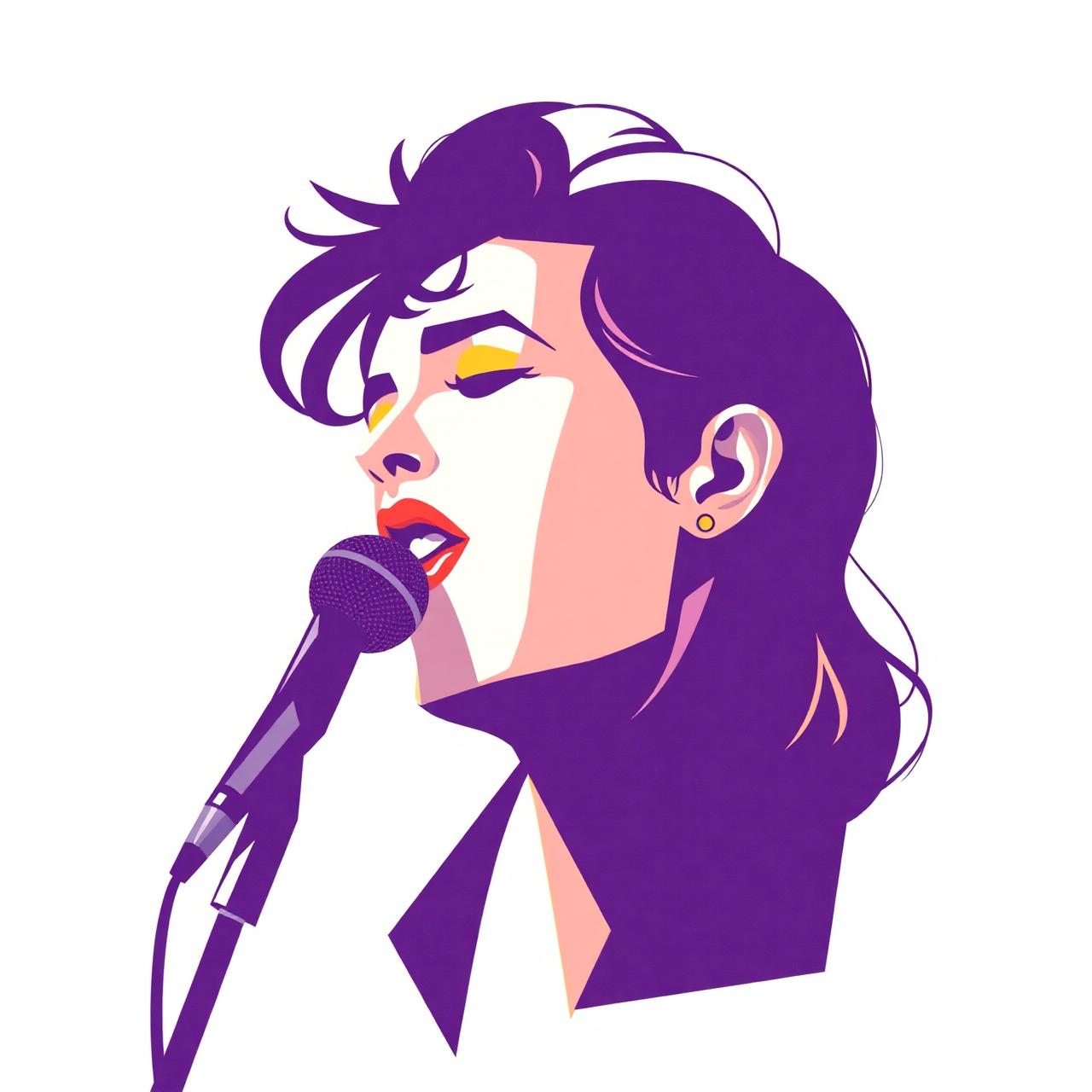 Ilustração cubista de artista cantando